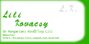 lili kovacsy business card